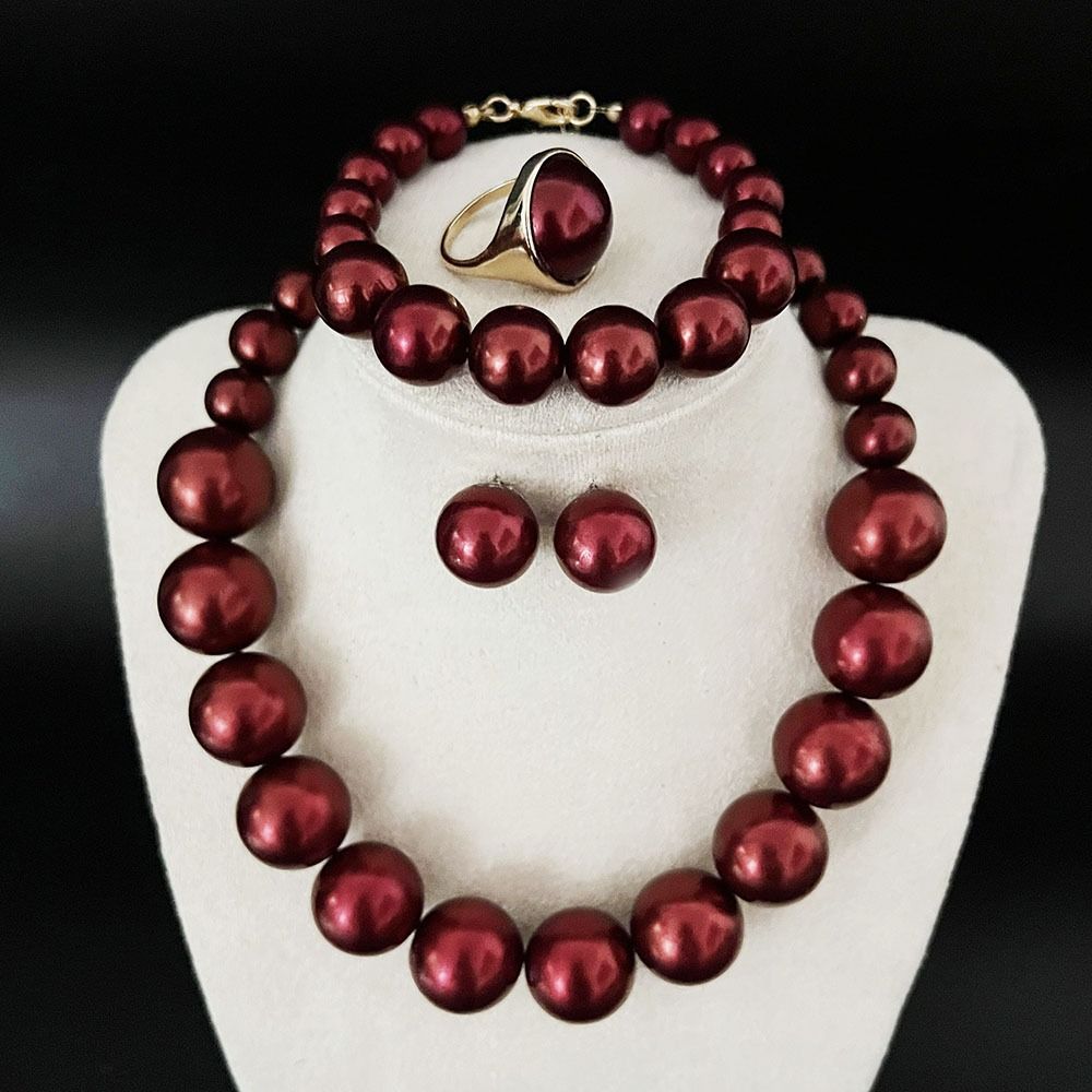 Light Luxury Imitation Pearl Jewelry Set Retro Elegant French Pearl Necklace Women