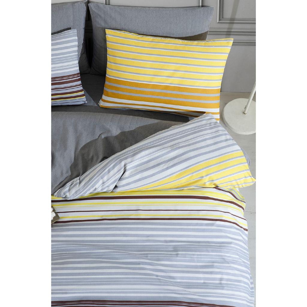 Sahara, Patterned Double Duvet Cover Set With Elastic Sheets, Reusable On Both Sides