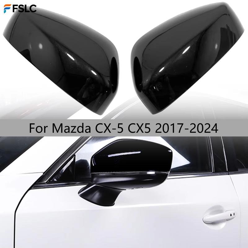 For Mazda CX-5 CX5 2017-2024 Glossy Black Rearview Mirror Cover Cap Exterior Decor Trim Accessories 2PCS