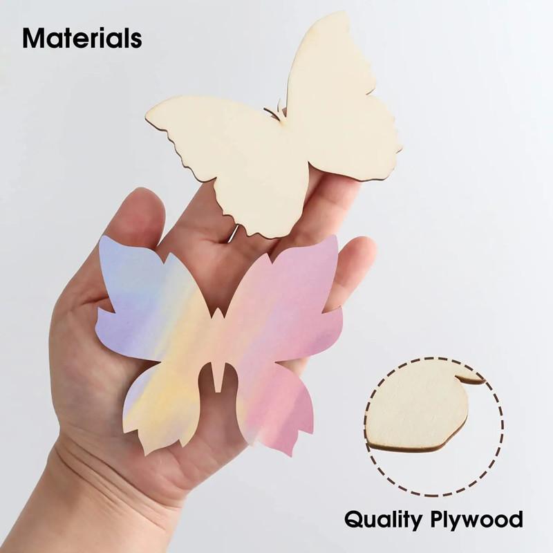10pcs Wooden Butterfly Blank Wood Slices Kids Painting Crafts Wedding Easter Home Decorations Butterfly Birthday Party DIY Gift