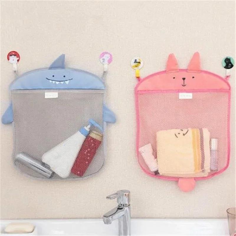 Household Cartoon Wall Hanging Bathroom Storage Bags Knitted Net Mesh Bag Baby Bath Toys Shampoo Organizer Container Storage Bag