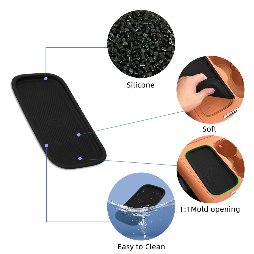 For Leapmotor C10 C16 2025 2025 Anti -Dirt Pad Silicone Wireless Charging Mat Anti-slip Protective Pad Car Accessiories Black