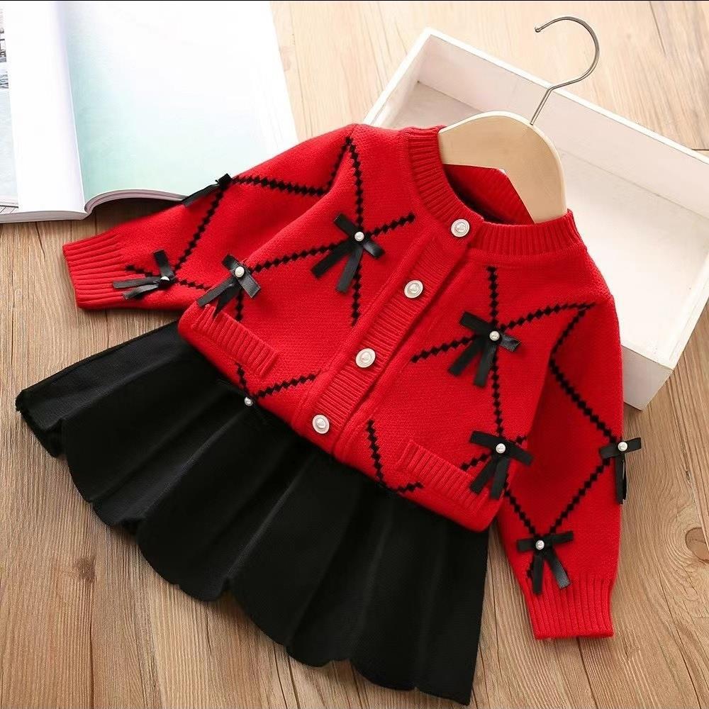 Baby Sweatshirt + Pants 2pcs Set Children Knitting Outfit for 2-6Years Kids Tracksuit Winter Girls Clothes
