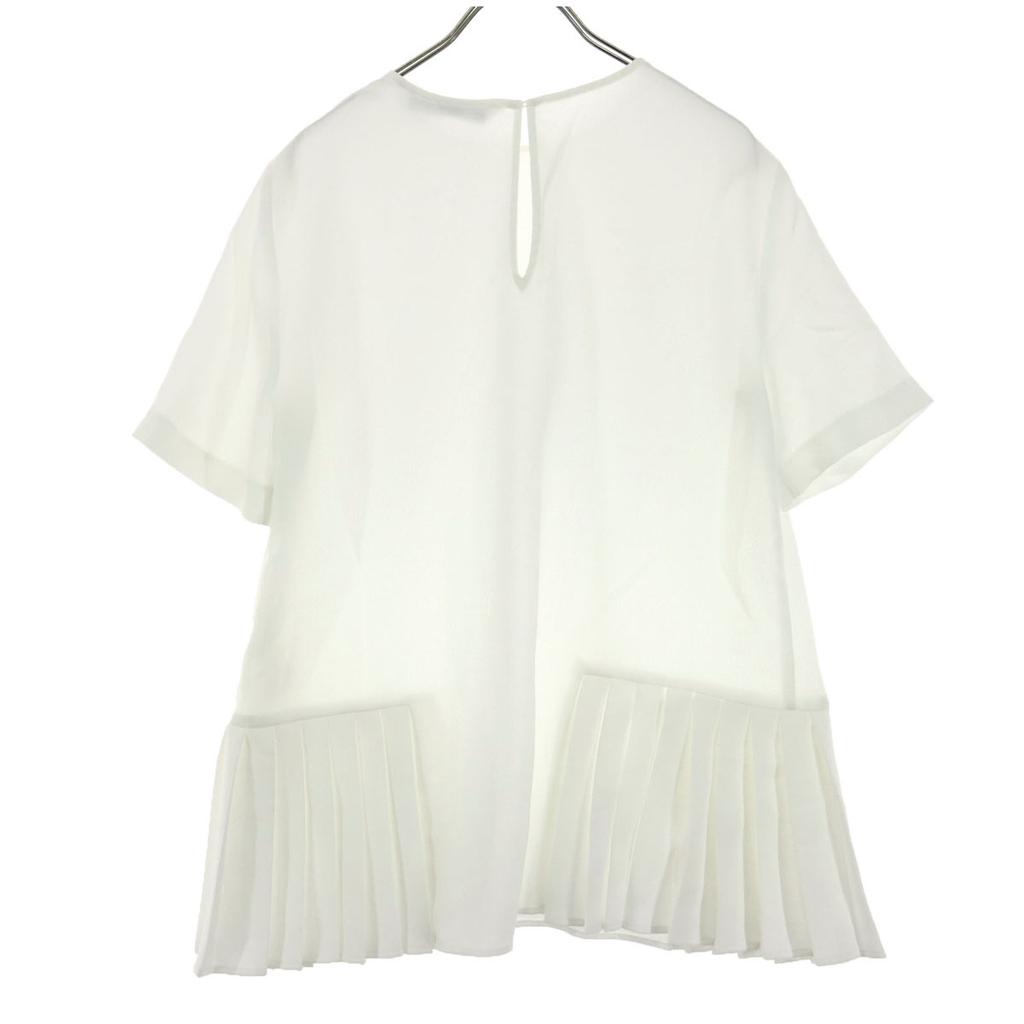 Косметика ZARA Блузка с коротким рукавом XS белая Плиссированный подол Женская Б/у