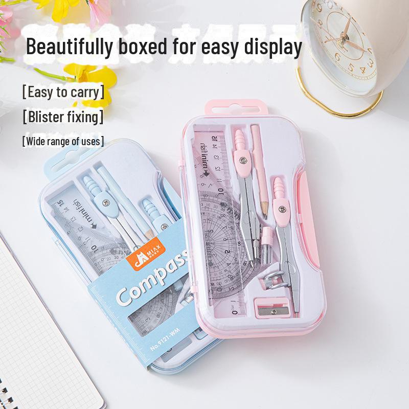 Набор инструментов для рисования для школьников из 9 предметов: Циркуль, линейки и точилка для экзаменов