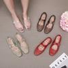 Fashion 2026 Women's New Luxury Square PVC Toe Flat Bottom Slippers Hollow Short Water Diamond Sexy Flat Bottom Banquet Sandals