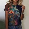 Винтажные женские футболки с принтом животных, летняя мода, топ с короткими рукавами, большой размер с тигровым принтом, женская одежда, женские футболки с цветочным принтом