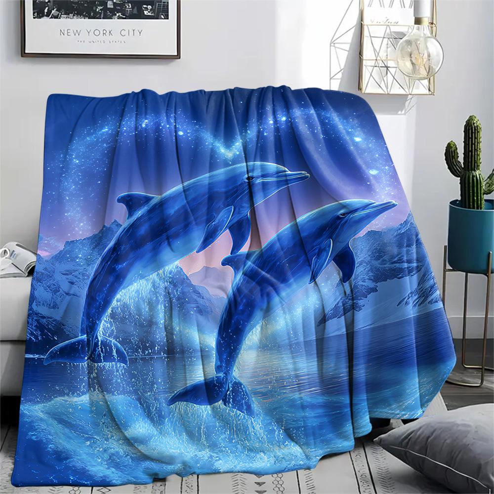 Whale Print Flannel Blanket, High quality Comfortable for All Seasons, Home Decor, Warmth and Comfort, Perfect for Christmas Gifts