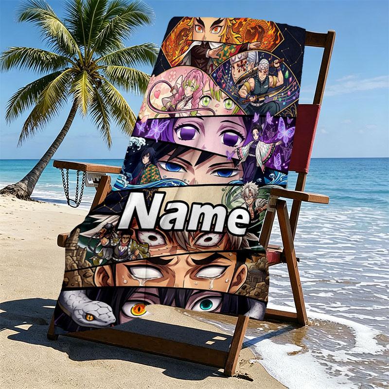 Custom Name Personalized Detective Conan Print Beach Towel, for Trip Camping Beach Party Home Decor, Birthday Gift for Family & Friends