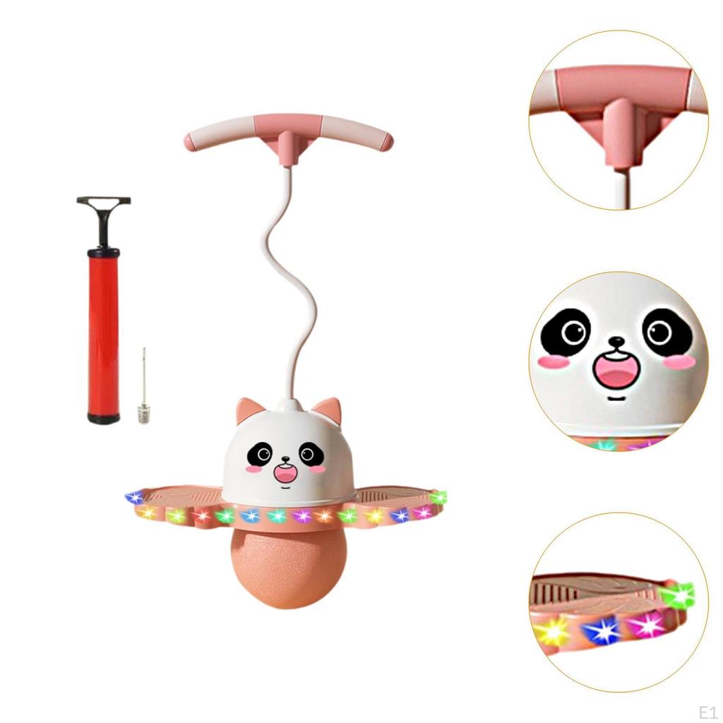 Panda Shape Pogo Ball with Handle Bouncing Colorful Light Kids Jump Board Funny Exercise
