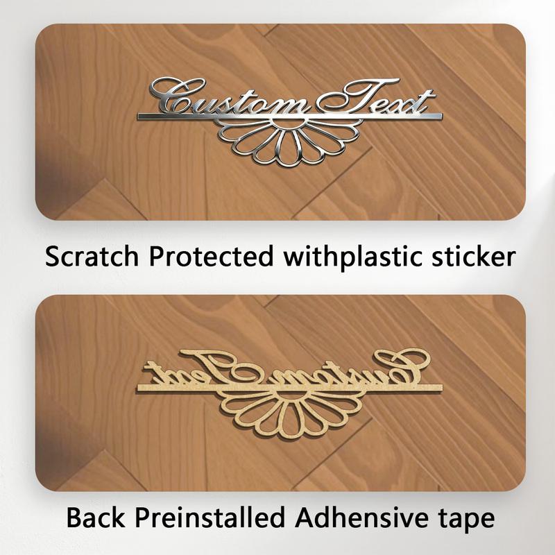 Exquisite Hollow Flower Art Font Filigree 3D Metal Car Body Sticker Auto Guitar Piano Custom Name Holder Logo DIY Decor Jewelry