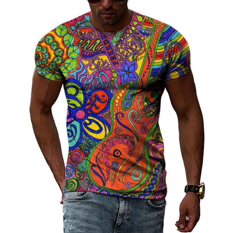 Летние футболки с принтом хип-хопа и музыканта, мужские повседневные футболки с принтом 3D и коротким рукавом, с круглым вырезом и принтом в виде гитары