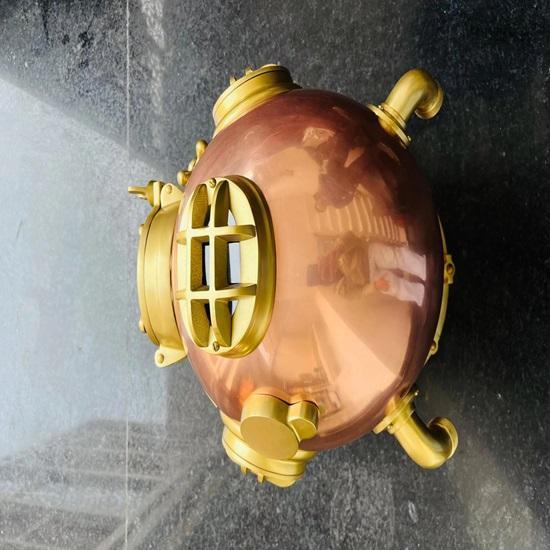45.72 Cm Diving Helmet Deep Sea  Mark V Diving Helmet Copper Brass Nautical Collection Table Top, Home Decorative