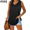Women's Fashion Casual Summer Spring Solid Color Print Sleeveless V-Neck Blouses & Shirts