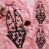 Bow Tie Embroidery Deep V seXy Lace Bodysuit Lingerie Teddy Underwear Bodydoll