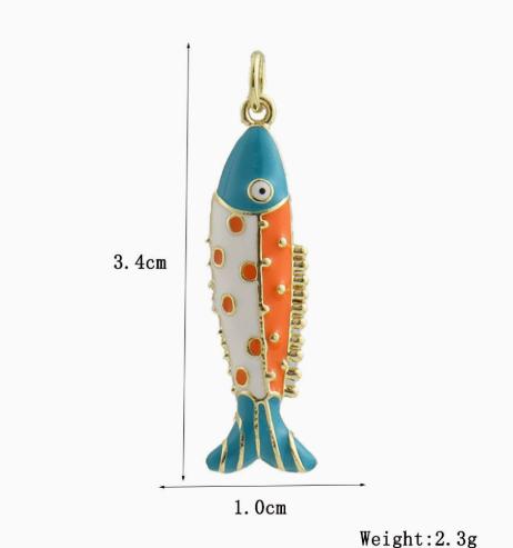 Vintage Style Fish Pendant Charm Copper Base 18k Gold Plated Enamel Coating Small Size Lightweight Jewelry Accessory for Crafting