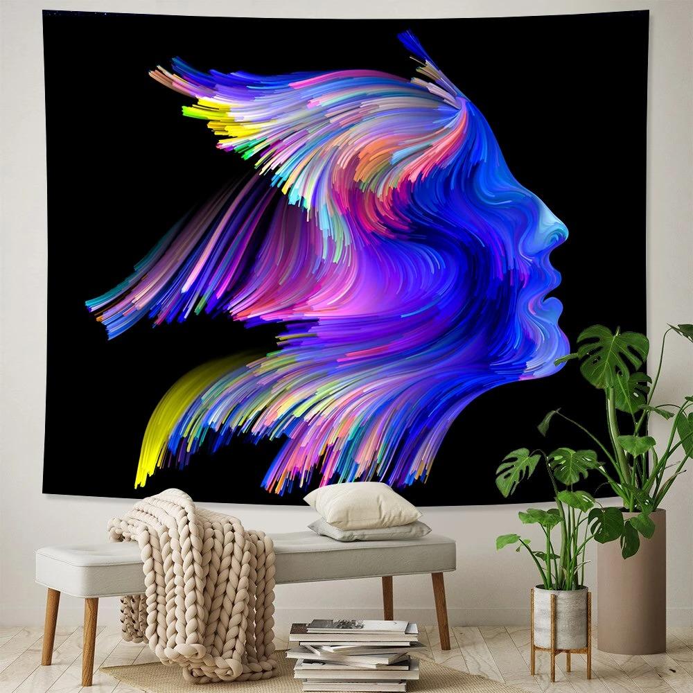 Абстрактный персонаж Боковая сторона Узор Подвесной Ткань Спальня Гостиная Гобелен Домашнее Настенное Украшение Гобелен