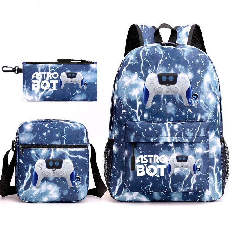 Teen Schoolbag, Universe Robot, Primary School Student Starry Sky Personality Heat Transfer Backpack Three-piece Set