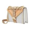 Michael Kors MK Whitney Metal Studded Chain Flap Leather Commuter Envelope Crossbody Bag Large Women Bags Melon White Camel 30F9GWHL3T-838