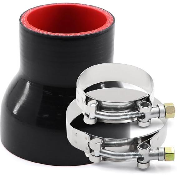 Прямой черный силиконовый редукционный соединитель от 3 до 4 дюймов с 2 Т-образными хомутами 4 слоя полиэстеровой арматуры Подходит для патрубка турбонаддува высокого уровня