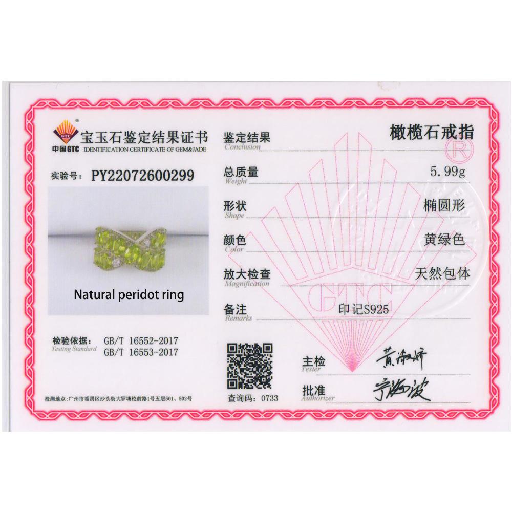 New 925 Sterling Silver Natural Gemstone Peridot Rings Fine Jewelry for Woman Anniversary Party Wear Nice Gift