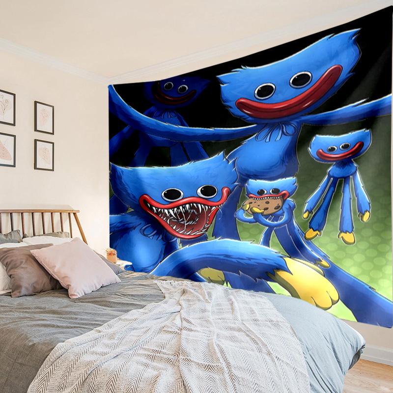 Blue Monster Huggy Family Tapestry, Unique Design Tapestry, Wall Decor for Bedroom,Livingroom, Playroom,Heartwarming Fan Holiday Gifts
