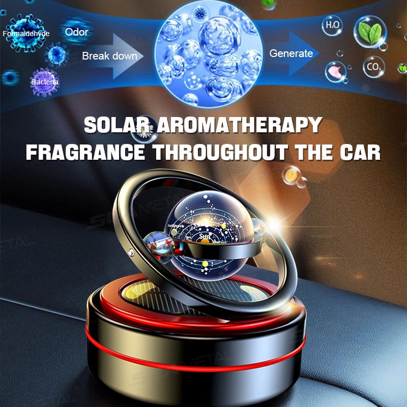 Solar Car Air Freshener Dashboard Fragrance Automatic Rotation Galactic Planets Essential Oil Diffuser Auto Ornaments