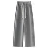 Women's Gray Scimitar High-Waisted Wide-Leg Sweatpants, 2025 Spring/Autumn Collection - Slimming, Loose, Straight-Leg Casual Sports.