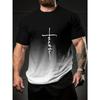 Mens Faith Print T-shirt with Vibrant Gradient Design - Comfortable Casual Tee Short Sleeve, Crew Neck, Mens Fashion Essential