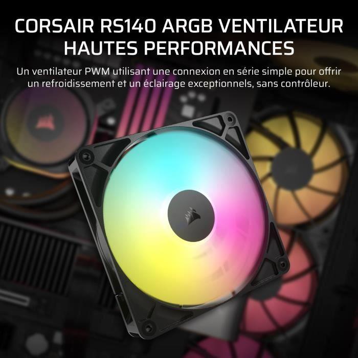 Ventilateur PC - CORSAIR - RS140 ARGB - 140mm - 330-1700 tr/min - Noir