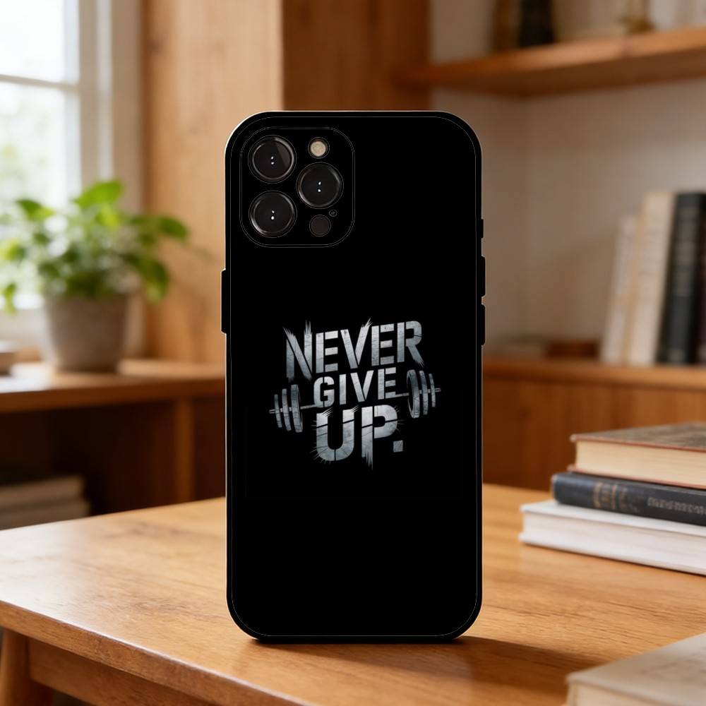 M-Вдохнови себя никогда не сдаваться Чехол для телефона для iPhone17,16,15,14,13,12Plus,Pro Max,XS,5G Мягкий силиконовый Черный чехол