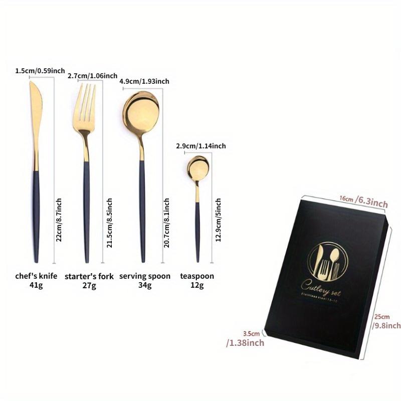 Нож, вилка и ложка, подарочная коробка, зеркальная посуда из нержавеющей стали, титановый набор из четырех предметов, набор черных ложек