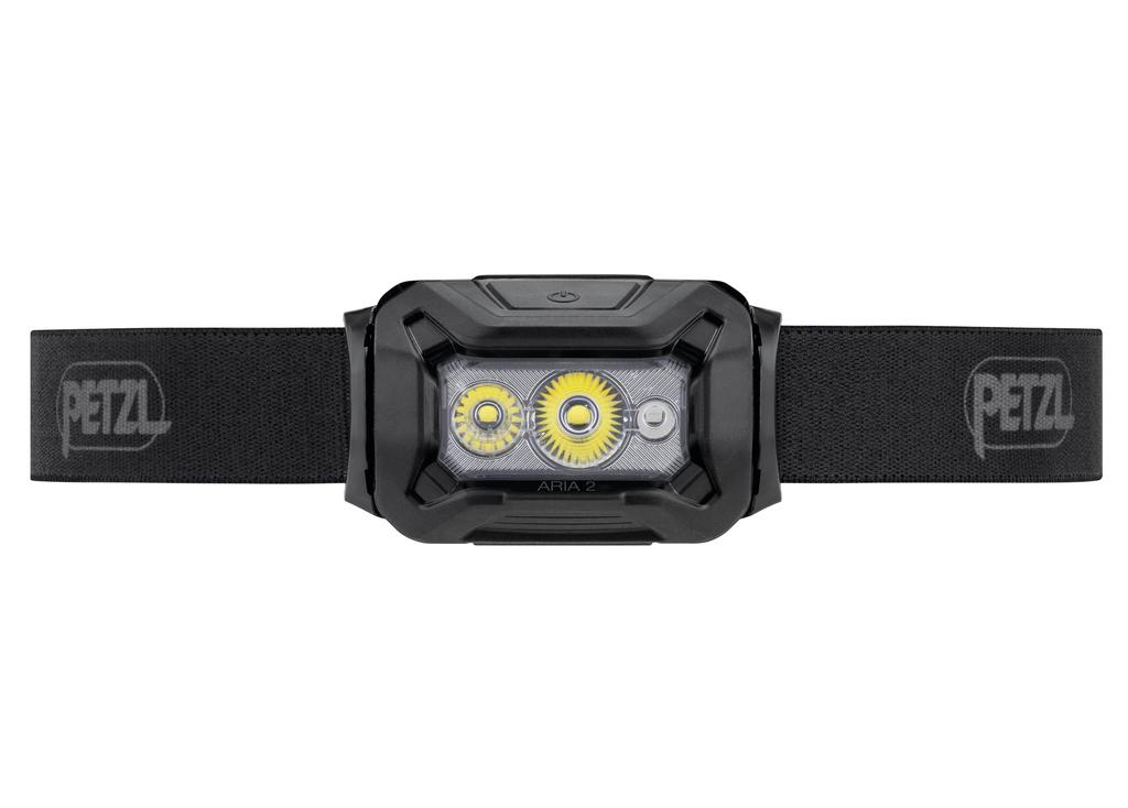 PETZL ARIA 2 RGB Compact, Durable, Waterproof Headlamp with White/Red/Green/Blue Modes, 450 Lumens, Black/Yellow