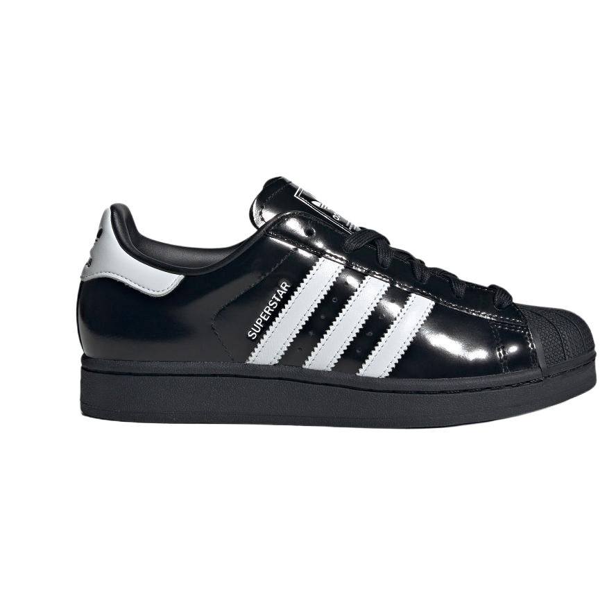 adidas Superstar 2 черные белые лакированные женские кроссовки Core-Black Cloud-White JH7756