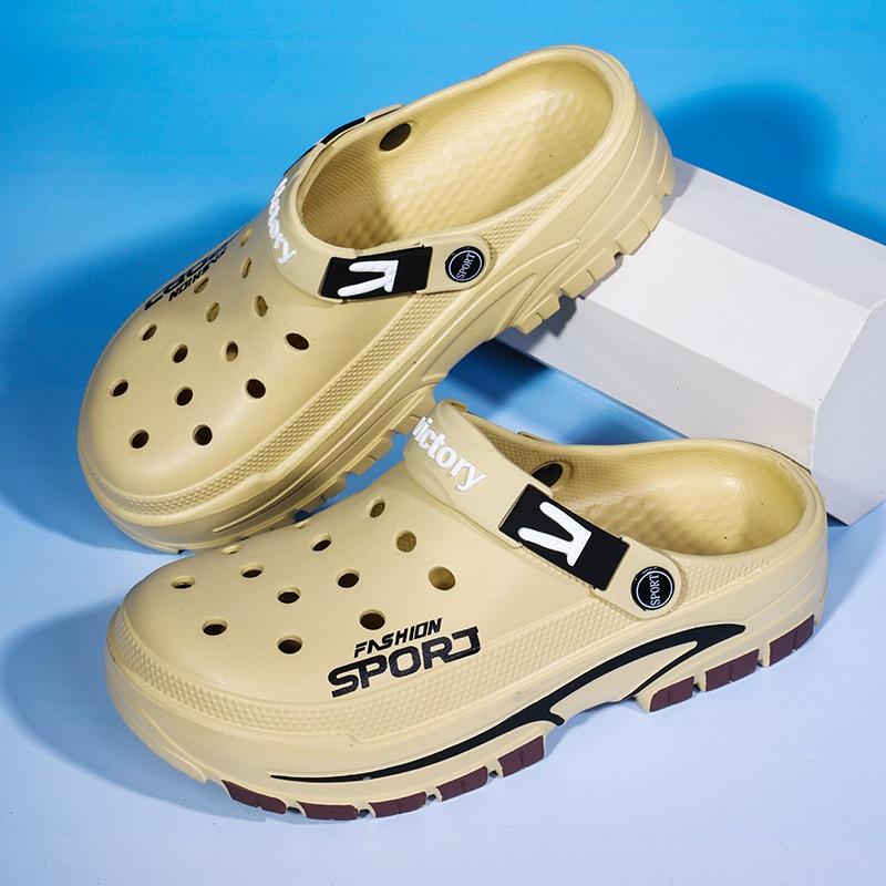 Пещерная обувь для мужчин, Летний модный тренд, Универсальные, На толстой подошве, Нескользящие сандалии для повседневной носки, Дышащая и удобная обувь с отверстиями