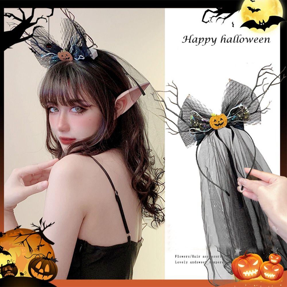 Ghost Halloween Hair Hoop Luminous Mesh Hair Band Fashion Halloween Hairband Veils  Cosplay