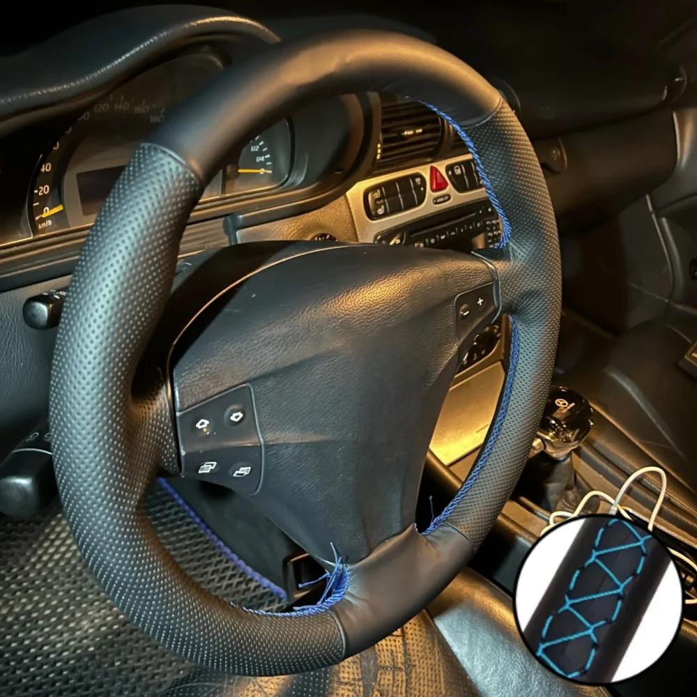 Customized Car Steering Wheel Cover C-Class Kompressor 2001-2006 Non-Slip Car Hand-sewn Steering Wrap For Mercedes-Benz W203