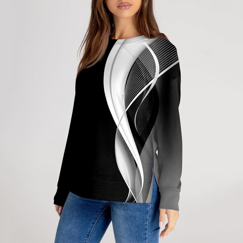 Женский повседневный модный однотонный свитер с круглым вырезом и длинными рукавами