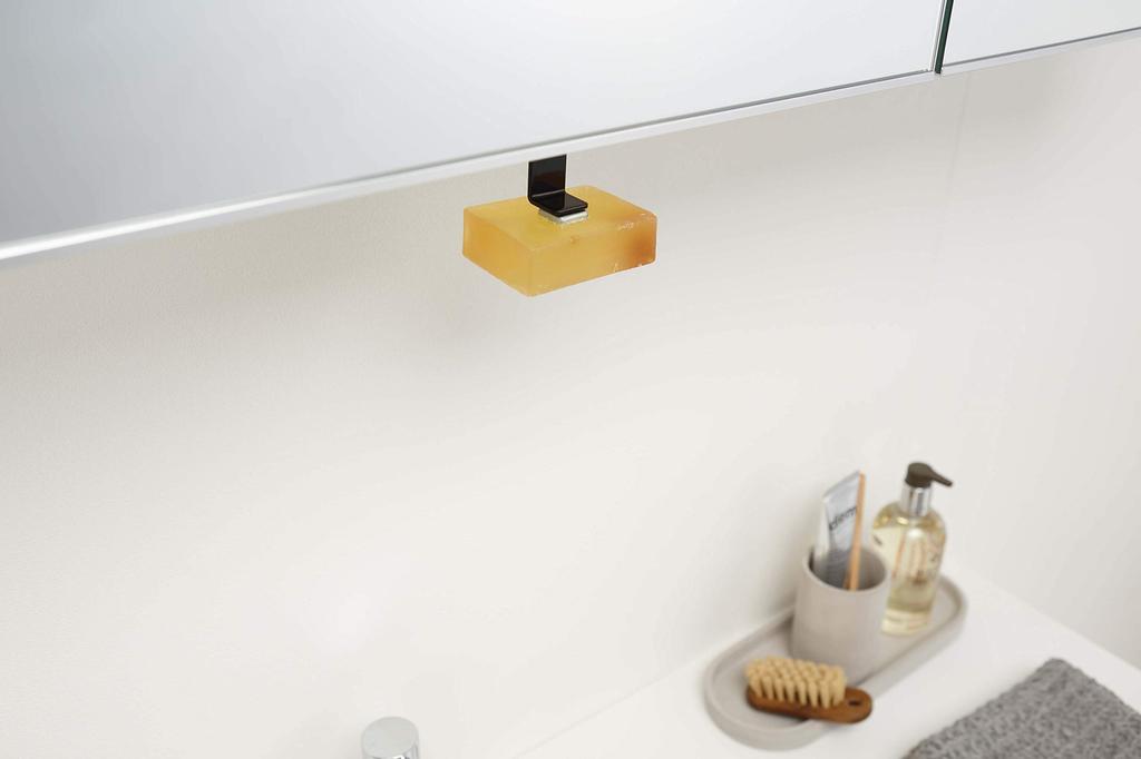 Магнитная мыльница Yamazaki для Ш2 x Г5 x Плавающее мыло 5015 Под шкафчик в ванной, Черный, Прибл.. H9см, В форме башни, Для хранения, Держатель,