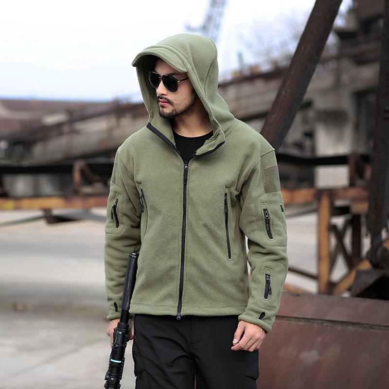 MAITA Men Winter Thermal Fleece US Military Tactical Jacket Outdoors Sports Hooded Coat Hiking Hunting Combat Camping Army Soft Shell