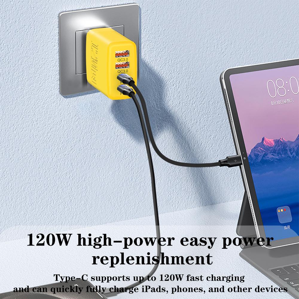 Всего 120 Вт 4 порта USB Type C зарядное устройство быстрая зарядка мобильный телефон адаптер для iPhone Samsung Xiaomi быстрая зарядка 3.0 настенное зарядное устройство