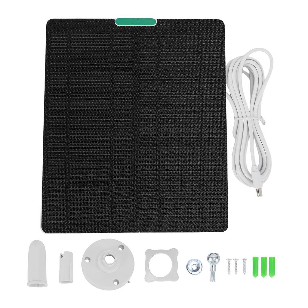 10W 5V Security Camera Solar Panel ETFE Waterproofing Type C Fast Charging Camera Solar Panel Charger Fit for Ring White