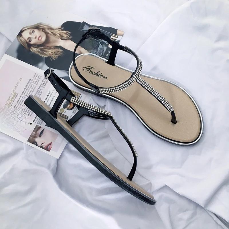 Летние сандалии в Риме со стразами, пляжная обувь, модные повседневные уличные сандалии женские