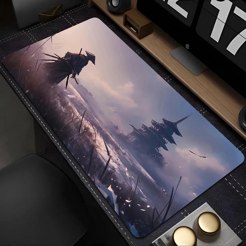 Japan Samurai Mouse Pad Computer Red Moon Gaming Extended Desk Mat Laptop Cool Anime Gamer Cabinet Keyboard Rug 800x400 Mousepad