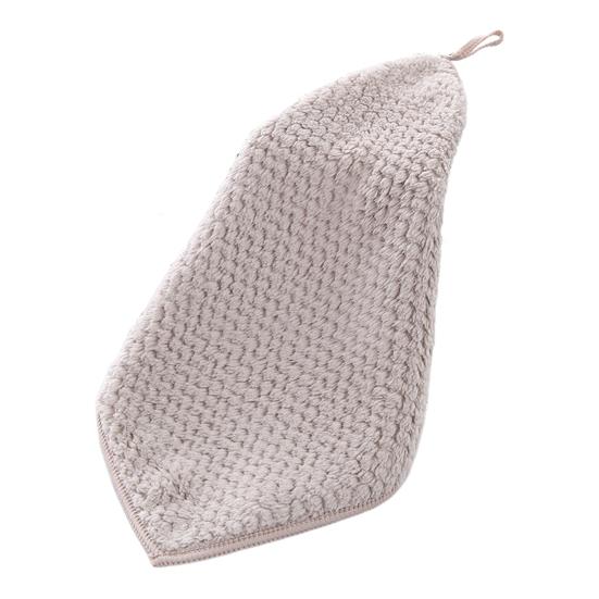 Yousheng Coral Velvet Plaid Texture Bath Towel Strong Water Absorption Fluffy Towel with Lanyard Design Easy To Clean Hand Towel