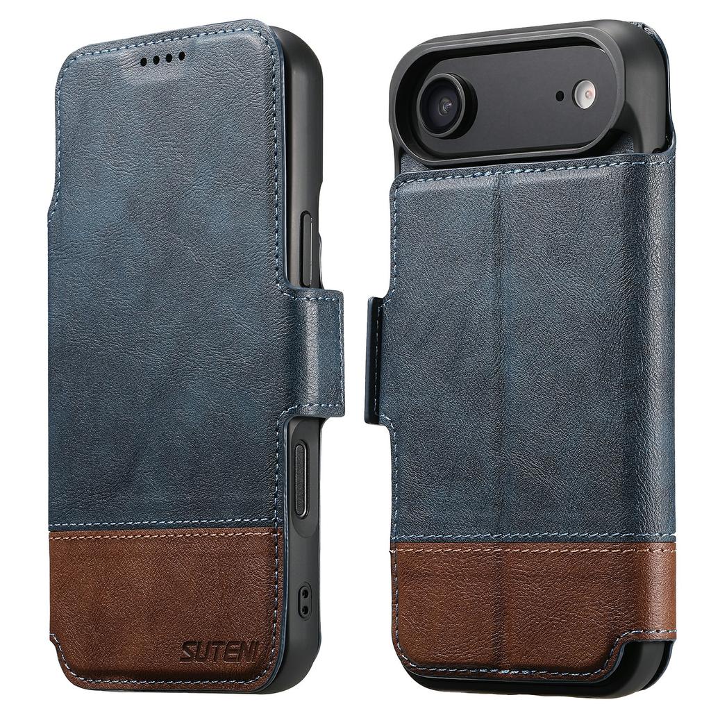 SUTENI Q-06 For iPhone 17 Air Case Color Splicing Magnetic Detachable Leather Phone Cover