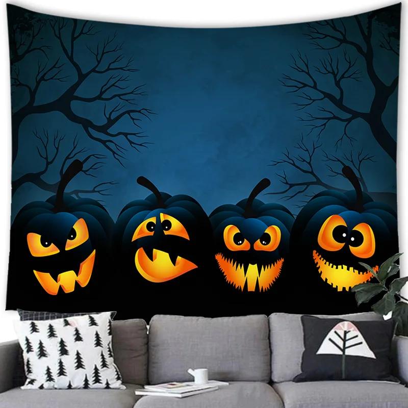 Bedroom Home Decoration Halloween Tapestry Bat Pumpkin Lantern Happy Halloween Tapestry Wall Hanging Party Background Tapestry