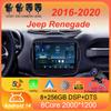 Автомобильное радио Android 14 Carplay для Jeep Renegade 2016 2017 2018 2019 2020 Навигация GPS Мультимедийный проигрыватель стерео WiF+4G 360 Камера