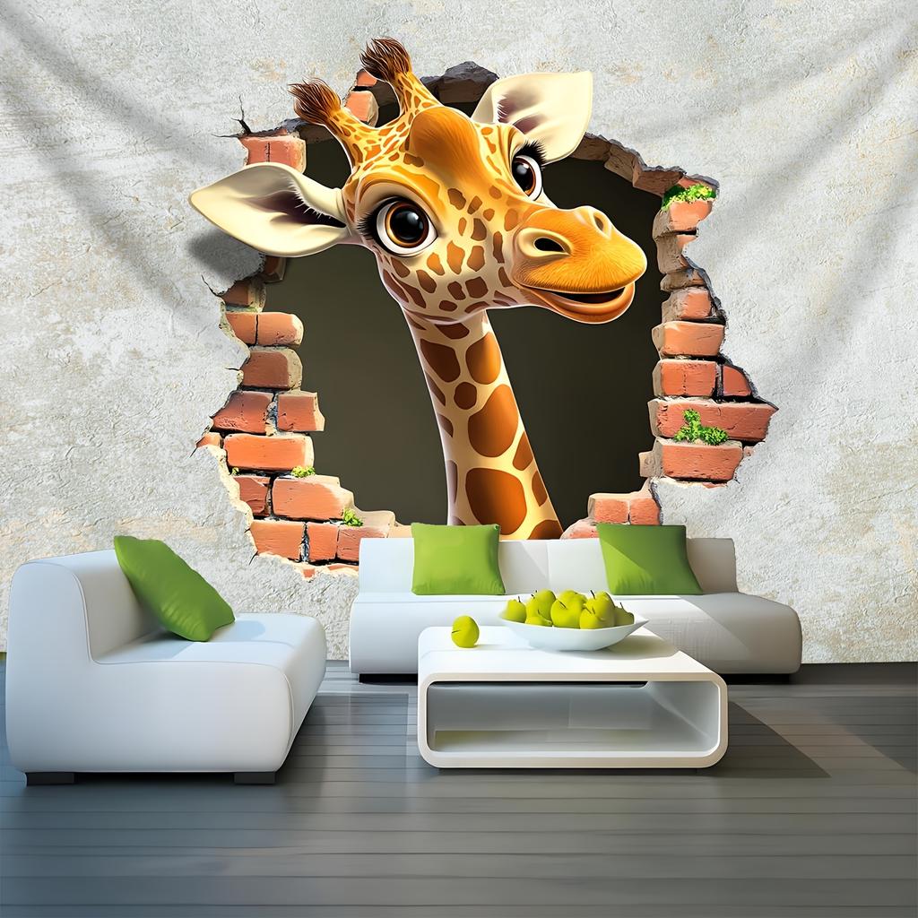 1pc Extra Large Size Cute Giraffe Breakthrough Wall Tapestry Birthday Gift Party Decoration Live Broadcast Background Cloth