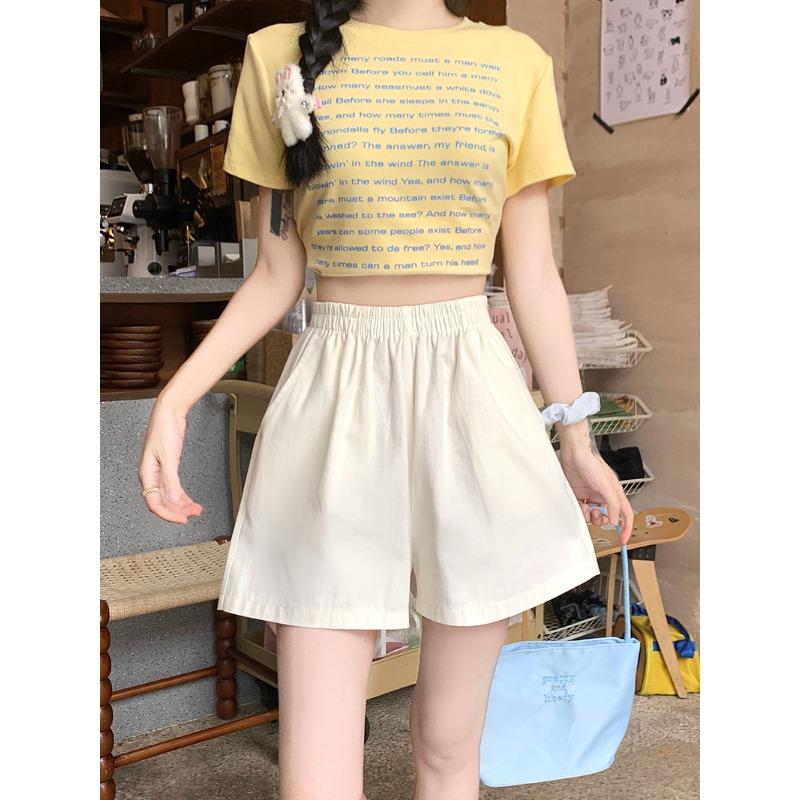 Large Size Elastic Waist Small Work Shorts for Women New Summer Fat Mm Wide-leg Pants Casual and Versatile